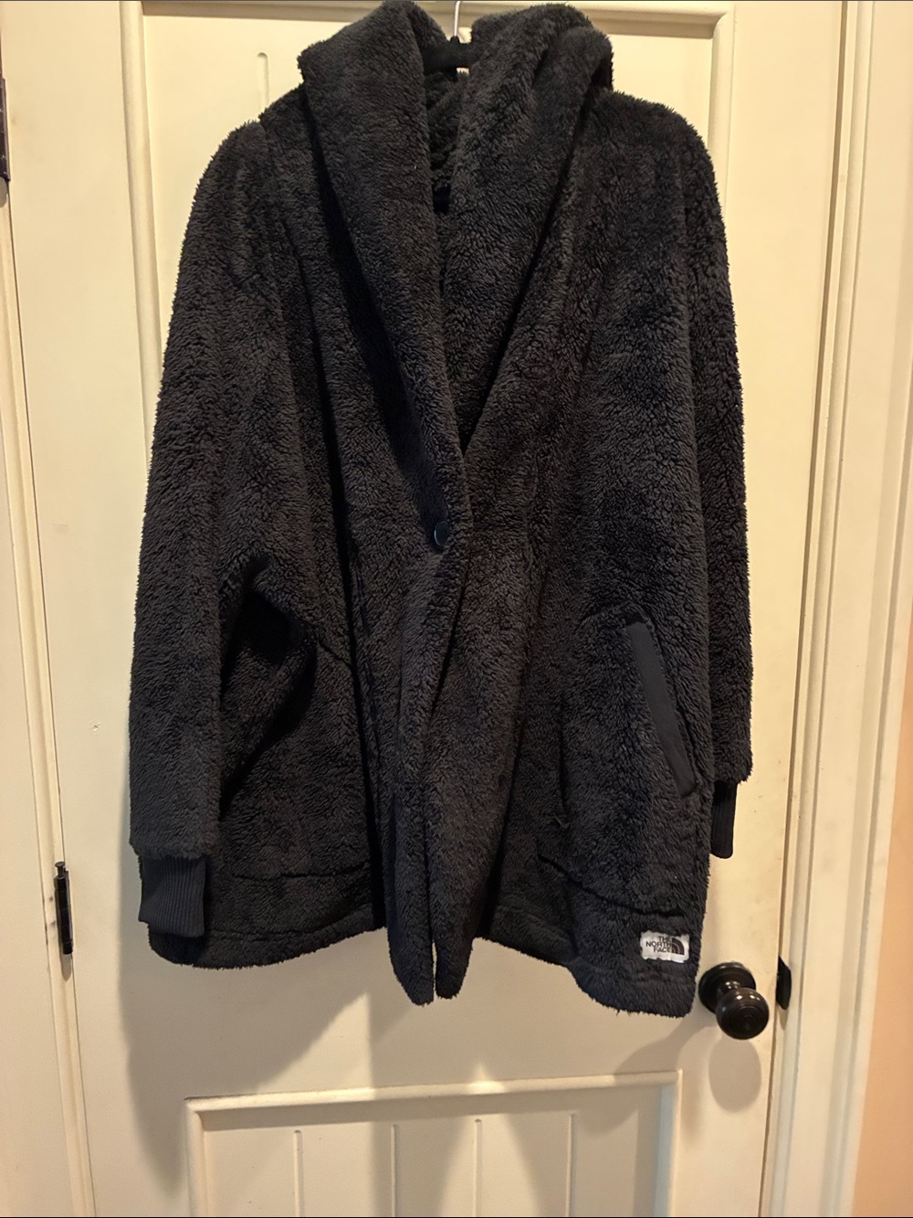 Plush Hooded Sherpa Coat - Black